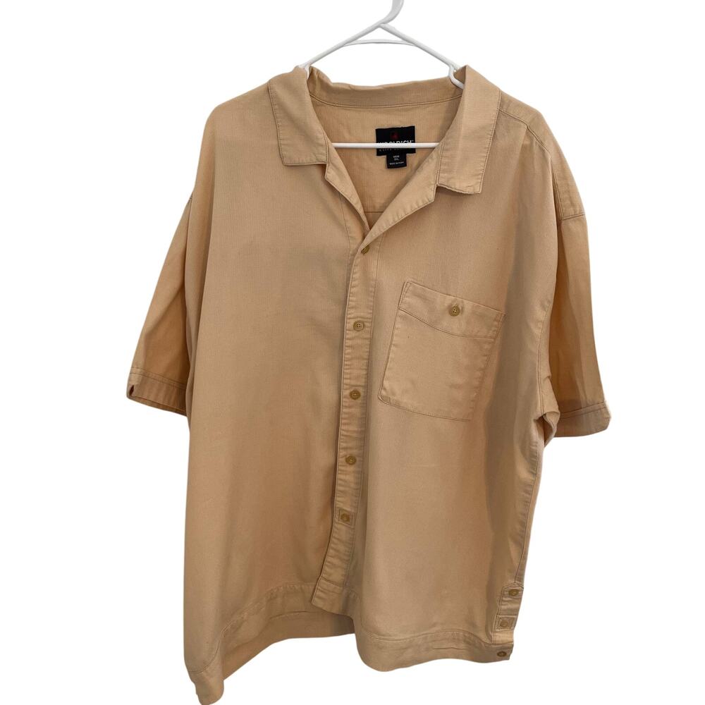 Woolrich Elite Series Shirt Mens Size 2XL Yellow Short Sleeve Button Up Office